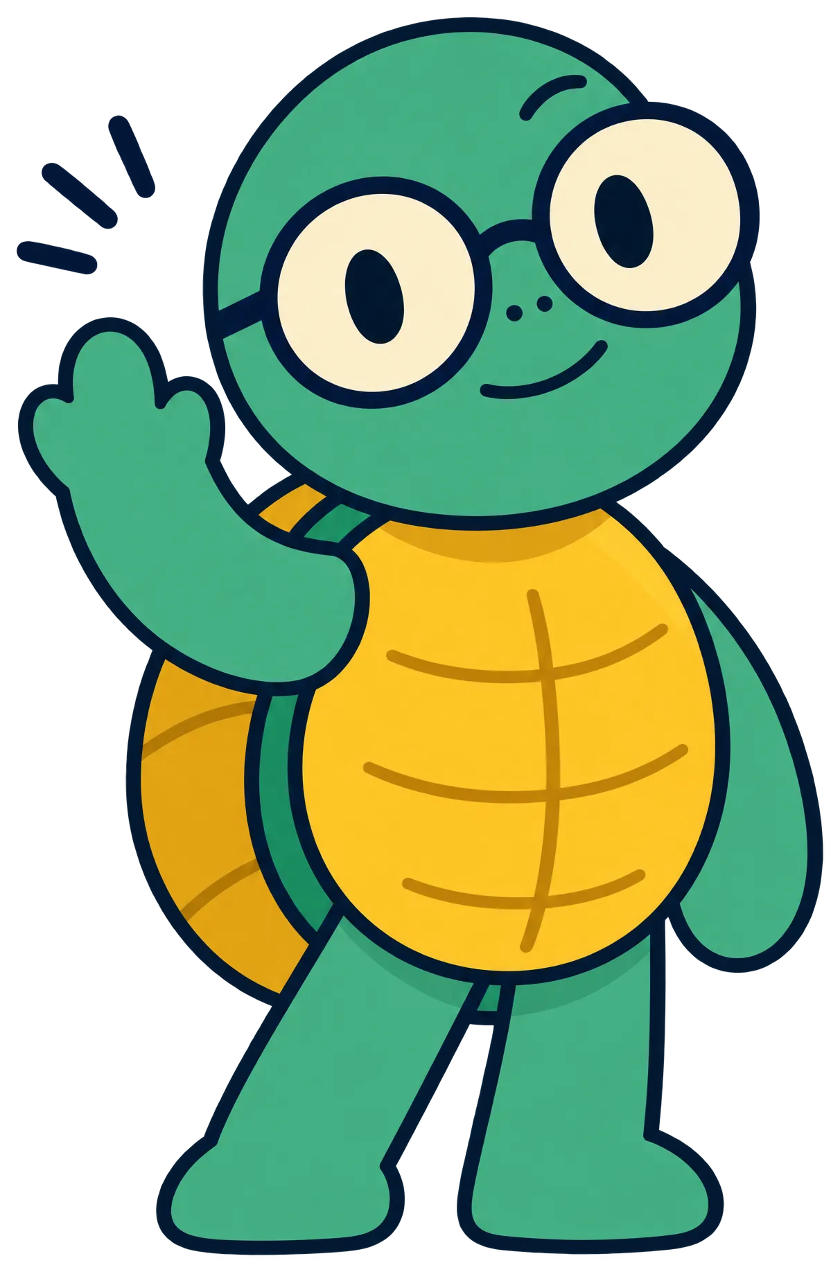 Franko the turtle, waving